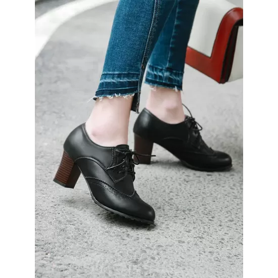 Lace-Up Pointed-Toe Split-Joint Pumps Lace-Up Pointed-Toe Split-Joint Pumps