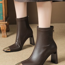 Split-Joint Square-Toe Pumps Boots