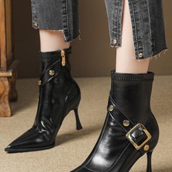 Pointed-Toe Split-Joint Pumps Boots