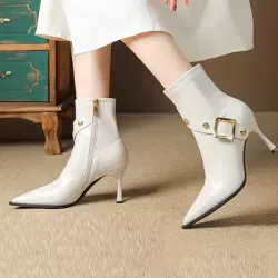 Pointed-Toe Split-Joint Pumps Boots