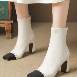 Chains Split-Joint Square-Toe Pumps Boots