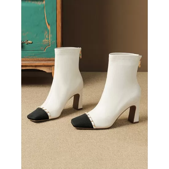 Chains Split-Joint Square-Toe Pumps Boots Chains Split-Joint Square-Toe Pumps Boots