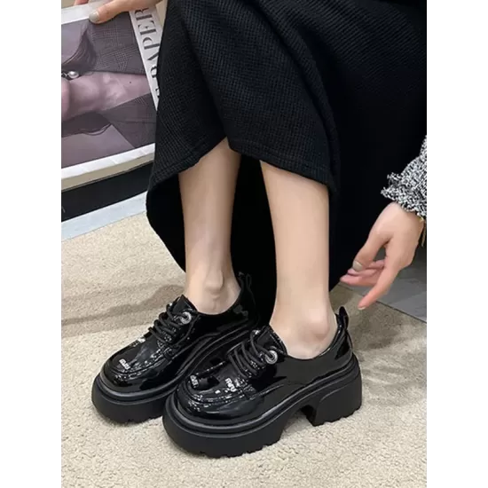 Lace-Up Round-Toe Split-Joint Platform Shoes Loafers Lace-Up Round-Toe Split-Joint Platform Shoes Loafers
