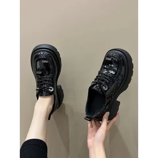 Lace-Up Round-Toe Split-Joint Platform Shoes Loafers Lace-Up Round-Toe Split-Joint Platform Shoes Loafers