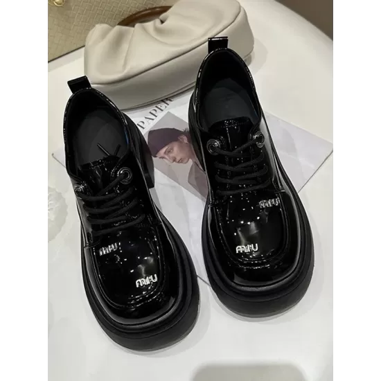 Lace-Up Round-Toe Split-Joint Platform Shoes Loafers Lace-Up Round-Toe Split-Joint Platform Shoes Loafers