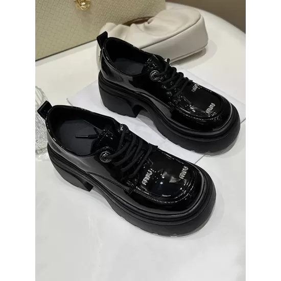 Lace-Up Round-Toe Split-Joint Platform Shoes Loafers Lace-Up Round-Toe Split-Joint Platform Shoes Loafers