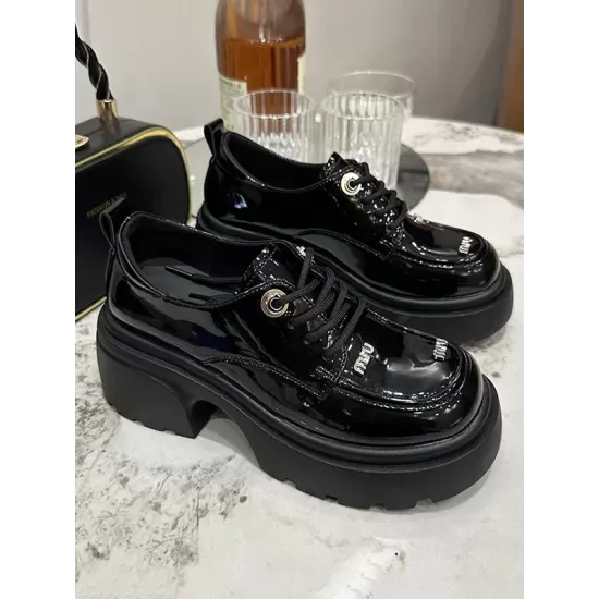 Lace-Up Round-Toe Split-Joint Platform Shoes Loafers Lace-Up Round-Toe Split-Joint Platform Shoes Loafers