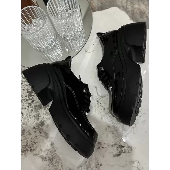 Lace-Up Round-Toe Split-Joint Platform Shoes Loafers Lace-Up Round-Toe Split-Joint Platform Shoes Loafers
