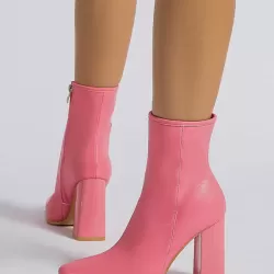 Pointed-Toe Split-Joint Zipper Pumps Boots