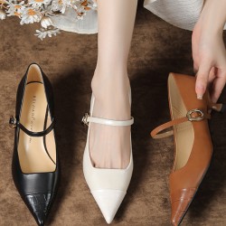 Lace-Up Pointed-Toe Shallow Cut Split-Joint Pumps
