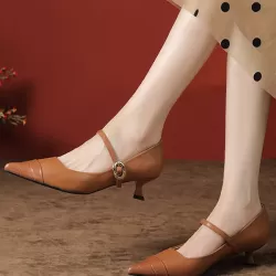 Lace-Up Pointed-Toe Shallow Cut Split-Joint Pumps