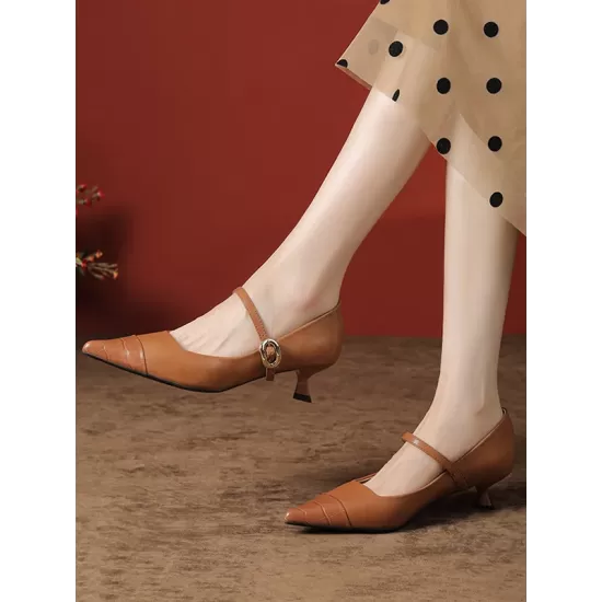 Lace-Up Pointed-Toe Shallow Cut Split-Joint Pumps Lace-Up Pointed-Toe Shallow Cut Split-Joint Pumps