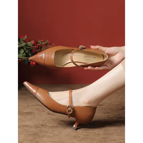 Lace-Up Pointed-Toe Shallow Cut Split-Joint Pumps Lace-Up Pointed-Toe Shallow Cut Split-Joint Pumps