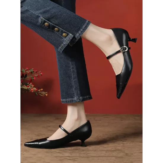 Lace-Up Pointed-Toe Shallow Cut Split-Joint Pumps Lace-Up Pointed-Toe Shallow Cut Split-Joint Pumps