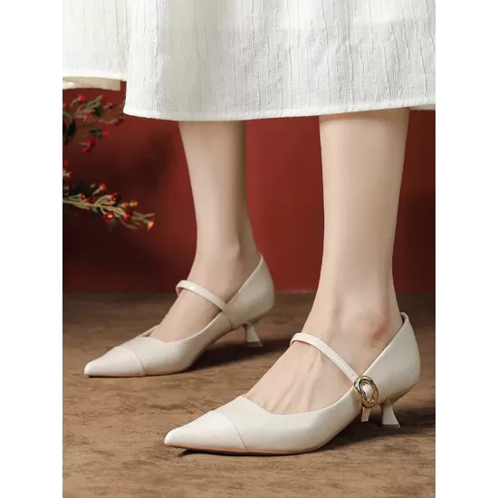 Lace-Up Pointed-Toe Shallow Cut Split-Joint Pumps Lace-Up Pointed-Toe Shallow Cut Split-Joint Pumps