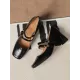 Lace-Up Shallow Cut Square-Toe Pumps Lace-Up Shallow Cut Square-Toe Pumps