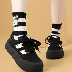 Lace-Up Round-Toe Split-Joint Flat Shoes