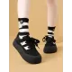 Lace-Up Round-Toe Split-Joint Flat Shoes Lace-Up Round-Toe Split-Joint Flat Shoes