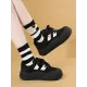 Lace-Up Round-Toe Split-Joint Flat Shoes Lace-Up Round-Toe Split-Joint Flat Shoes