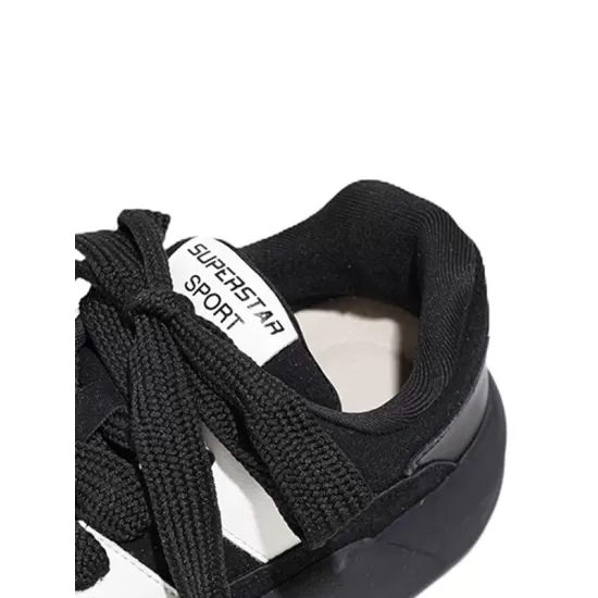 Lace-Up Round-Toe Split-Joint Flat Shoes Lace-Up Round-Toe Split-Joint Flat Shoes