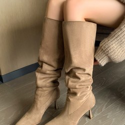 Pointed-Toe Split-Joint Pumps Boots