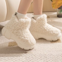 Round-Toe Split-Joint Velvet Platform Shoes Boots
