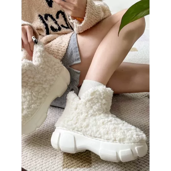 Round-Toe Split-Joint Velvet Platform Shoes Boots Round-Toe Split-Joint Velvet Platform Shoes Boots