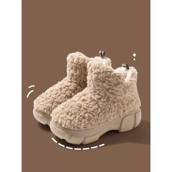 Round-Toe Split-Joint Velvet Platform Shoes Boots Round-Toe Split-Joint Velvet Platform Shoes Boots