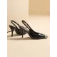 Contrast Color Split-Joint Square-Toe Sling Shoes Pumps Contrast Color Split-Joint Square-Toe Sling Shoes Pumps