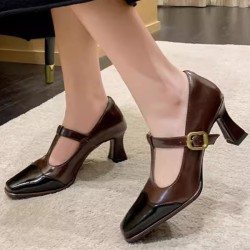 Hollow Split-Joint Square-Toe Pumps
