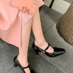 Hollow Split-Joint Square-Toe Pumps
