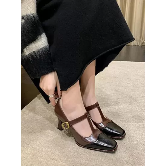 Hollow Split-Joint Square-Toe Pumps Hollow Split-Joint Square-Toe Pumps