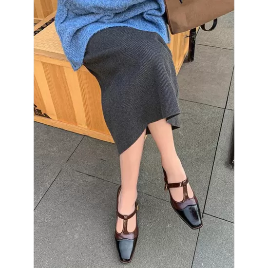 Hollow Split-Joint Square-Toe Pumps Hollow Split-Joint Square-Toe Pumps