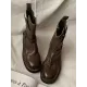 Belt Buckle Round-Toe Split-Joint Zipper Boots Belt Buckle Round-Toe Split-Joint Zipper Boots