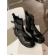 Belt Buckle Round-Toe Split-Joint Zipper Boots Belt Buckle Round-Toe Split-Joint Zipper Boots