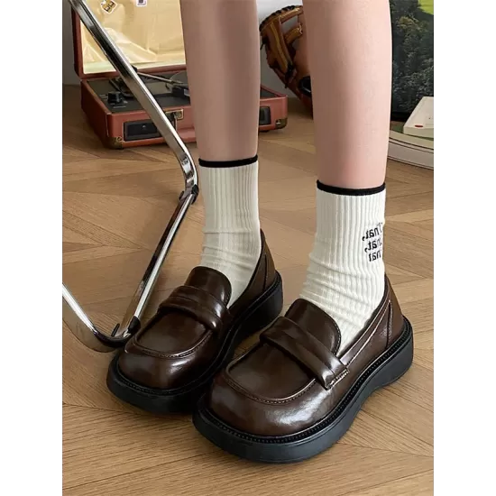 Round-Toe Split-Joint Platform Shoes Mary Janes Round-Toe Split-Joint Platform Shoes Mary Janes