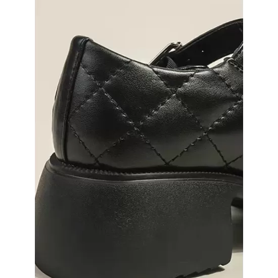 Rhombic Round-Toe Shallow Cut Split-Joint Platform Shoes Rhombic Round-Toe Shallow Cut Split-Joint Platform Shoes