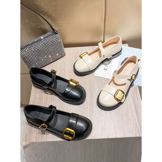 Belt Buckle Round-Toe Shallow Cut Split-Joint Mary Janes Belt Buckle Round-Toe Shallow Cut Split-Joint Mary Janes