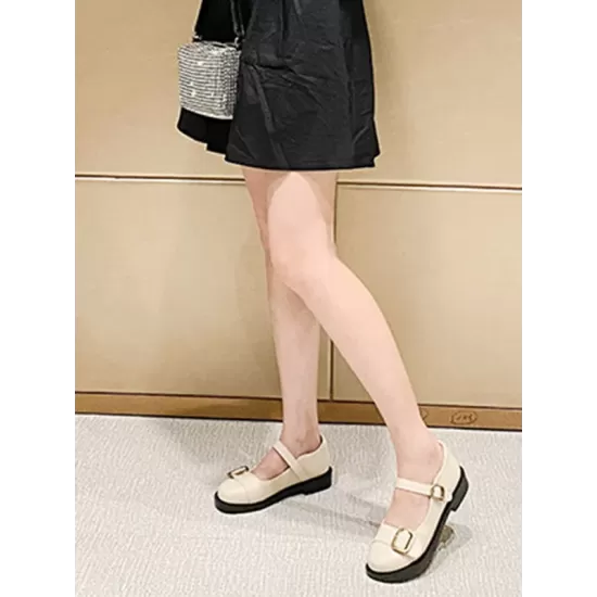 Belt Buckle Round-Toe Shallow Cut Split-Joint Mary Janes Belt Buckle Round-Toe Shallow Cut Split-Joint Mary Janes