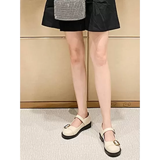 Belt Buckle Round-Toe Shallow Cut Split-Joint Mary Janes Belt Buckle Round-Toe Shallow Cut Split-Joint Mary Janes