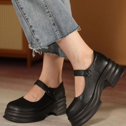 Belt Buckle Platform Shoes Mary Janes