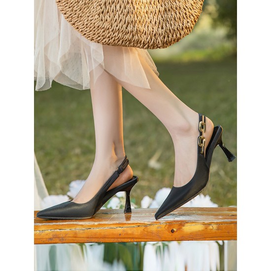Chains Pointed-Toe Split-Joint Sling Shoes Sandals Chains Pointed-Toe Split-Joint Sling Shoes Sandals