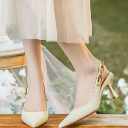 Chains Pointed-Toe Split-Joint Sling Shoes Sandals