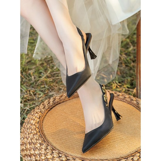 Chains Pointed-Toe Split-Joint Sling Shoes Sandals Chains Pointed-Toe Split-Joint Sling Shoes Sandals