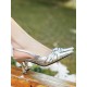 Pleated Pointed-Toe Split-Joint Sling Shoes Sandals Pleated Pointed-Toe Split-Joint Sling Shoes Sandals
