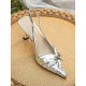 Pleated Pointed-Toe Split-Joint Sling Shoes Sandals Pleated Pointed-Toe Split-Joint Sling Shoes Sandals