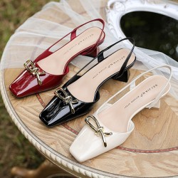 Split-Joint Square-Toe Sling Shoes Sandals