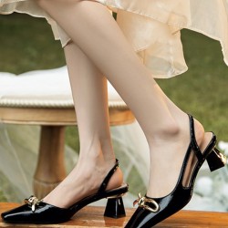 Split-Joint Square-Toe Sling Shoes Sandals