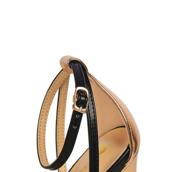 Belt Buckle Open Toe Shiny Split-Joint Sandals Pumps Sandals Belt Buckle Open Toe Shiny Split-Joint Sandals Pumps Sandals