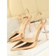 Belt Buckle Pointed-Toe Shiny Split-Joint Sandals Pumps Belt Buckle Pointed-Toe Shiny Split-Joint Sandals Pumps